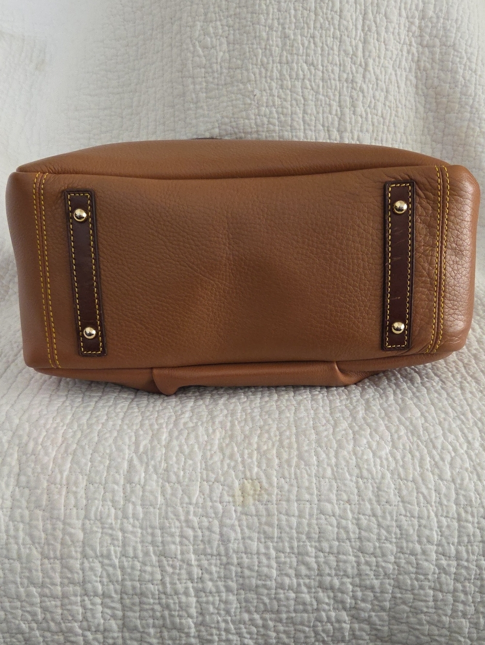 Dooney & Bourke Brown and Dark Brown Pebble Leather Shoulder Bag No Call Outs - Picture 6 of 10
